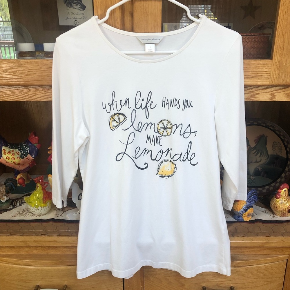 Christopher & Banks White "When Life Hands You Lemons" Graphic long sleeve